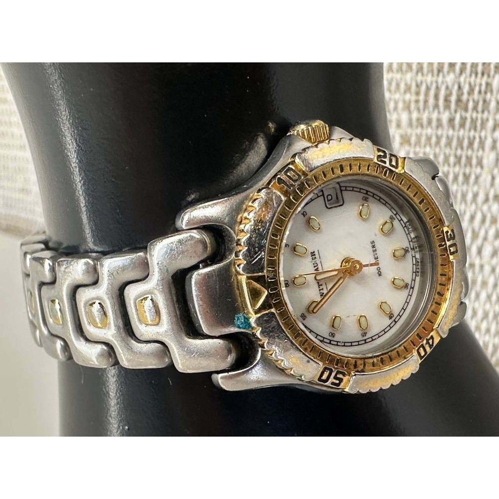 Wittnauer Two Tone 100M Diver Watch White Dial Date 039/1 (10)‎